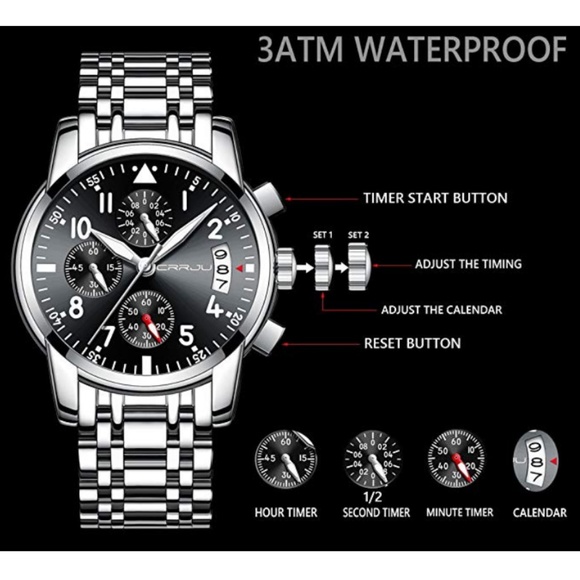 Men's Casual Chronograph Waterproof Wristwatch - Picture 3 of 6